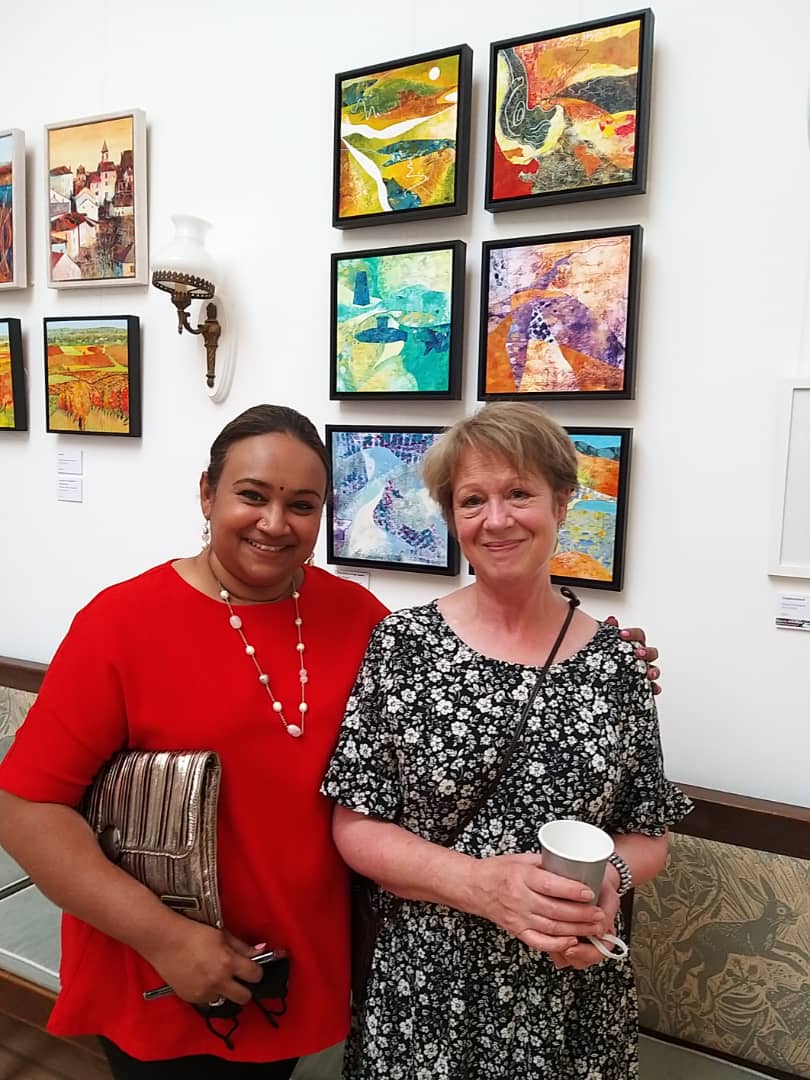 Celebrated local artist Susan Birth at an art appreciation event in Malvern, Worcestershire